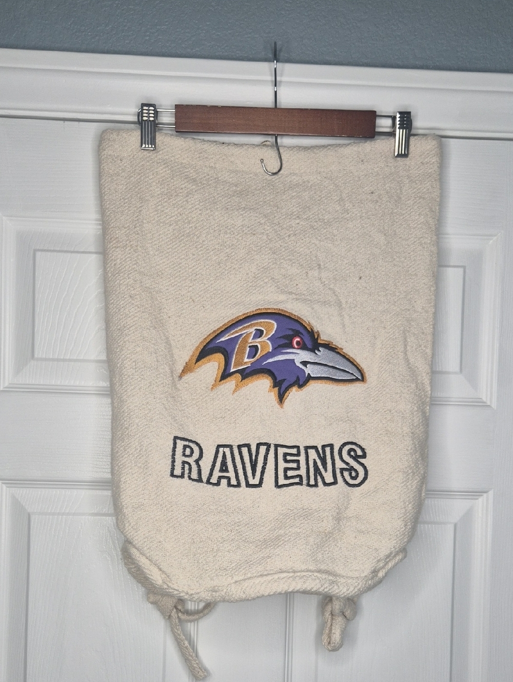 Baltimore Ravens Embroidered Cream Drawstring Backpack